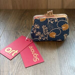 Signare USA Jane Austen Blue Coin Clasp Frame Purse Wallet Tapestry Blue Regency